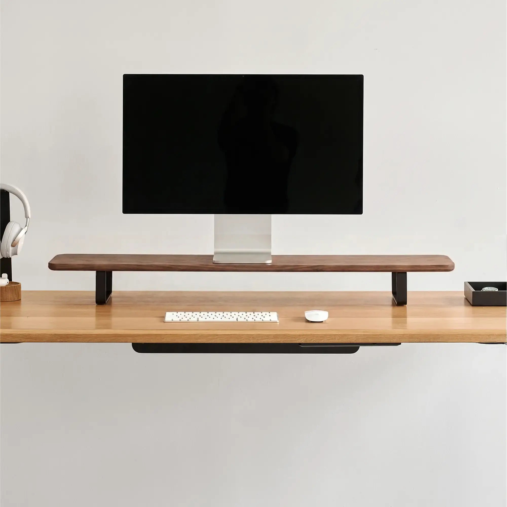 Étagère de bureau -  Noyer - Pieds noirs